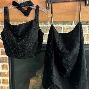 Sherri Hill Two-Piece black rhinestone dress, size 2